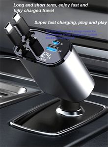 <span class=keywords><strong>Chargeur</strong></span> de voiture rétractable 4 en 1 66W USB Type C PD à charge rapide avec affichage numérique LED pour téléphone, ordinateur portable, <span class=keywords><strong>chargeur</strong></span> de voiture - Product Image 4
