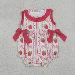 Wholesale Casual Boutique Kids Sisters Matching Clothing Strawberry Print <b>Shorts</b> Set Bubble <b>Romper</b> Summer Girls Clothes - Product Image 3