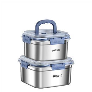 ภาชนะเก็บอาหารสแตนเลส SUS316 ทรงสี่เหลี่ยมพร้อมฝาปิดสำหรับใช้ในตู้เย็นและปิกนิก - Product Image 1