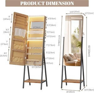 Lockable Jewelry <b>Mirror</b> Cabinet with <b>Storage</b> , Organizer - Product Image 2