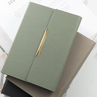 Carnet en cuir à feuilles mobiles, journal en cuir PU texturé avec bande métallique dorée, logo personnalisé, format A5, cadeau d'entreprise, agenda