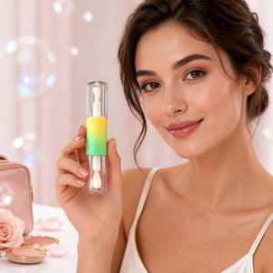 ISMAN 8ml Thick Double End <strong>Lip</strong> <strong>Gloss</strong> Tube Dual Wand Rainbow Color Pink Blue Gold Green Cream Plastic Cosmetic Wholesale Empty - Product Image 2