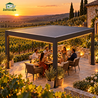 Pergola motorisée robuste avec toit à persiennes, auvent métallique ventilé pour club de campagne, jardin, patio, terrasse et espace de vie