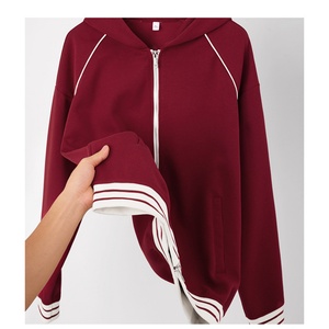 Nouveau sweat-shirt de baseball à capuche style américain 380g, épais, avec boutons en corne, patchwork, basique, décontracté, long, pour couple, automne - Product Image 6