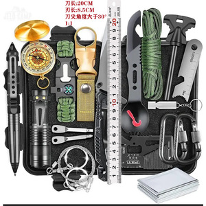 Kit d'outils de survie en plein air 210x110x55mm, multifonctionnel, compact, équipement d'urgence pour le camping, acier inoxydable, 30 en 1 - Product Image 1