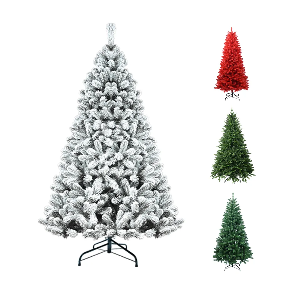 Cheap shipping, EU overseas warehouse, spot, fast delivery, green PVC+PE/flocking/red artificial Christmas tree