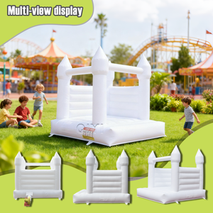 Château gonflable blanc avec toboggan, petit modèle, pour extérieur, en PVC, pour jardin, fête, château de saut gonflable - Product Image 4