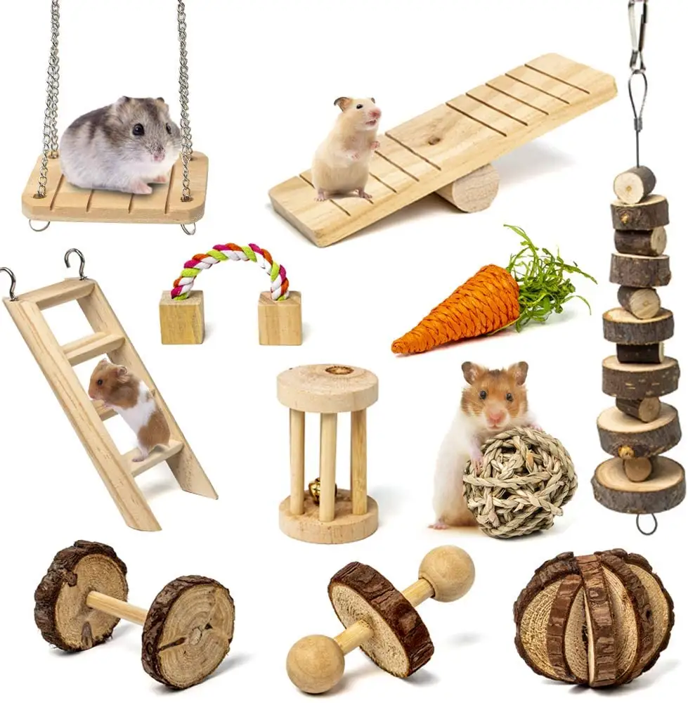 Amazon's best-selling Hamster Chew Toy Natural wooden pet toy Hanging hamster accessory