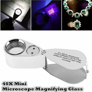 40X <span class=keywords><strong>Loupe</strong></span> de bijouterie <span class=keywords><strong>Loupe</strong></span> en métal <span class=keywords><strong>Loupe</strong></span> LED UV Illuminée Boucle de bijouterie <span class=keywords><strong>Loupe</strong></span> pliante de poche pour pièces de monnaie - Product Image 2