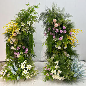 X873 الغابات الاستوائية حار بيع الزفاف الحرير الاصطناعي روز فو زهرة قوس خلفية الأخضر زهرة قوس لديكور الزفاف - Product Image 4