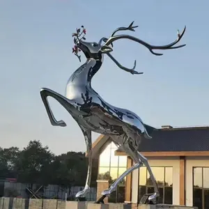 Уличная полоя металлическая сетка из нержавеющей стали, скульптура животного, абстрактная скульптура оленя, садовый ландшафт