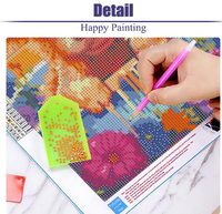 Ensemble de peinture au diamant sur toile DIY coloré avec paillettes Harlequin Hound, fournisseur de peinture animale pour enfants 5D avec cadre
