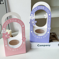 Boîte élégante et simple à motif floral avec longue poignée, emballage cadeau pour la Saint-Valentin, café/fleurs, boîte en papier blanc, vente en gros