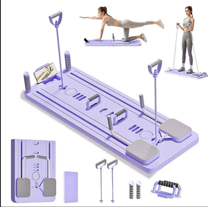 Portable Multifunctional Pilates Slider Board with Resistance <b>Bands</b> for Home Core <b>Workout</b> & Full Body Exercise - Product Image 2