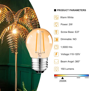 2 Wát công suất thấp G45 Edison mini ánh sáng bóng đèn ấm trắng 2500K 150lm hổ phách E27 <span class=keywords><strong>LED</strong></span> bóng đèn cho cảnh quan phòng tắm Vanity gương - Product Image 2