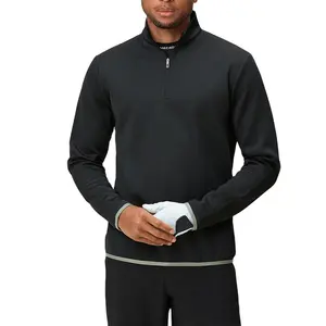 En gros Personnalisé Fabricant Professionnel 100% Polyester de Noir Hommes De Golf Hoodies Vêtements 1/4 Zip Col De Golf Pull