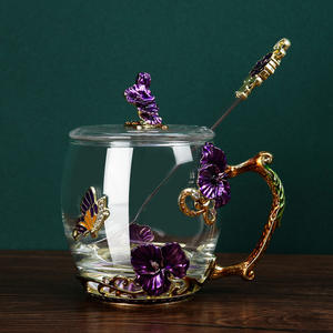 Juego de Tazas de Café y Leche de Vidrio Esmaltado Ecológico Estilo Europeo para Mujer, 300-400 ml, Regalo Empresarial - Product Image 3