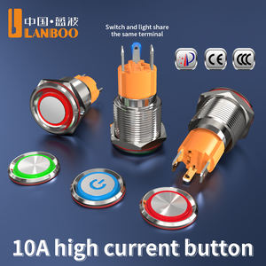 Saklar Tombol Tekan Logam LANBOO-LB16B dengan Konektor, Arus Tinggi 10A, Aplikasi Industri/Medis/Kelautan, Latching/Momentary - Product Image 3