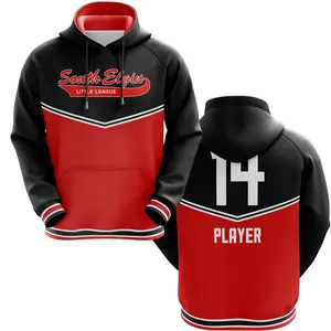 Equipo de entrenamiento de gran tamaño Sudadera con capucha Imprimir Street Fashion Color Blocking 100% Poliéster Negro y Rojo Hombres Trade Assurance Knitted - Product Image 1