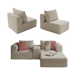 Sofá nórdico de espuma en forma de L, combinación gratuita de tela tapizada, Canapé Modular para sala de estar, comprimido con Ottaman, fácil de instalar - Product Image 1