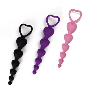 Silicone en forme de coeur longues perles bouchons anaux Stimulation anale arrière jouets sexuels pour Couples <span class=keywords><strong>Gay</strong></span> Erotica produits - Product Image 2
