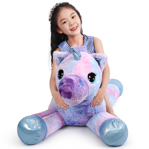 Direct usine grand cadeau d'anniversaire violet licorne géante en <span class=keywords><strong>peluche</strong></span> doux PP coton rempli maille doublure lavé techniques couette - Product Image 5
