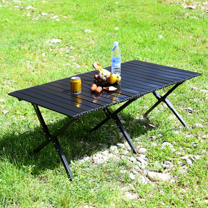 Outdoor Sports Carbon Steel Wood Grain Folding <b>Table</b> <b>Portable</b> For Camping <b>Picnic</b> Fishing Rectangular Standard Size - Product Image 3
