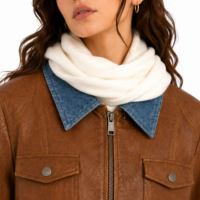 Veste en jean synthétique marron pour femme, style trucker, col patchwork, fermeture éclair, hip-hop, automne-hiver, vente en gros