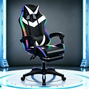 Chaise de jeu <span class=keywords><strong>PC</strong></span> inclinable 135° avec LED RGB, haut-parleurs, réglage en hauteur, en cuir, chaise d'ordinateur RGB pour le jeu - Product Image 4
