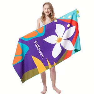 Customised Eco Friendly Digital Printed Fitness Towels Quick Dry Terry Microfiber Terry Beach Towel Custom Logo - Product Image 1