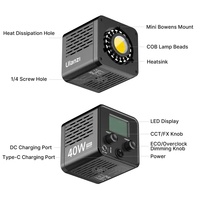 Ulanzi L023 40W Pro Video Işığı İki Renkli COB Işık Mini Bowens Montajlı Video Işığı 3400mAh 2500K-6500K DC ve Tip-C Girişli