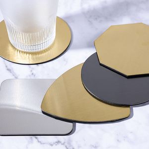 Sous-verres en acier inoxydable métallique isolants thermiquement, avec logo et texte gravés sur mesure, pour bar et restaurant - Product Image 2
