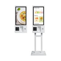 Kiosque de commande et de paiement de 32'' sur pied avec écran tactile capacitif, boîtier métallique, Windows/Android, pour informations santé et commandes alimentaires, SDK inclus