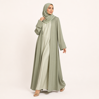 Abaya ouverte pour femmes avec bordure festonnée, vêtements islamiques modestes