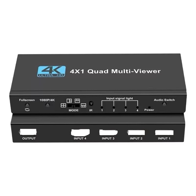 NKIWI 4X1 Quad Multi-viewer Real Time 4K HDMI-compatible1.4 Seamless Switching IR Control HD Aluminum Alloy Switcher