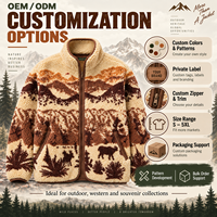 Veste polaire jacquard à poils longs pour homme, motif animalier, fermeture éclair intégrale, manteau d'hiver d'extérieur, fournisseur de vêtements en gros OEM ODM