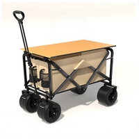 Chariot de courses pliable en acier à quatre roues, conception renforcée, écologique, respirant, grandes roues réglables, pour l'extérieur et le transport de charges lourdes