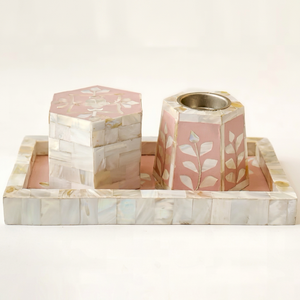 SS CRAFT INDIA White Mother Pearl Handmade Religious Sandalwood Indian Incense Burner Set MOP Floral Inlay Bakhoor Arabian <b>Eid</b> - Product Image 1