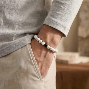 Natural Stone <b>Beaded</b> <b>Bracelet</b> 8mm Valentine's Day Gift For Him Couple Jewelry Unisex Fashion Accessory - Product Image 2