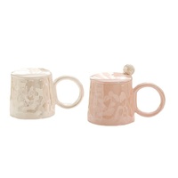 Ensemble de tasses en céramique colorées de style INS avec couvercle et cuillère, haute valeur esthétique, usage domestique, cadeau pour couple