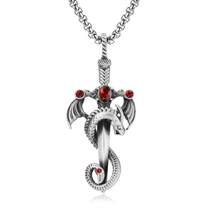 Collana con Ciondolo a Forma di <span class=keywords><strong>Spada</strong></span> di Drago Vintage Wowei, Collana Hip Hop Punk per <span class=keywords><strong>Uomo</strong></span> e Donna - Product Image 2