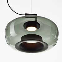 Lustre rond en verre LED moderne nordique, lampe de décoration créative pour la maison, le bureau, le restaurant, avec hauteur réglable, tailles moyennes