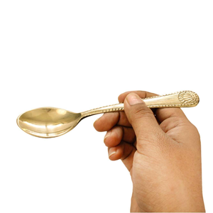 Cuillère en laiton plaqué or en gros avec un design luxueux, polissage miroir, style tendance - AZHAR EXPORT, exportateurs indiens à vendre - Product Image 6