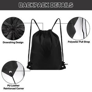 Promotional Custom Printed Logo <b>Drawstring</b> <b>Backpack</b> Wholesale <b>Drawstring</b> Gym Bags Black Draw String Bags for Sports and Travel - Product Image 3