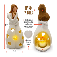 Cadeaux pour maman de fille Bougeoir Statue Bâtonnets de bougies LED scintillantes Bougeoir de table Support en résine
