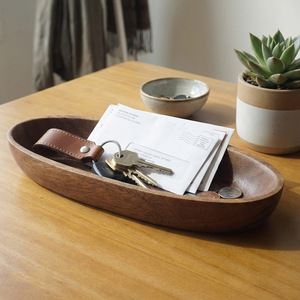 Wood Walnut Serving <b>Tray</b> Large Medium <b>Small</b> Storage Plate For Dessert Dinner Entryway Key Organizer - Product Image 2
