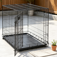 Cage pliable multicolore pour animaux de compagnie, classique, à porte unique, avec loquets de sécurité, plateau à déchets amovible, montage facile, revêtement poudré, pour intérieur