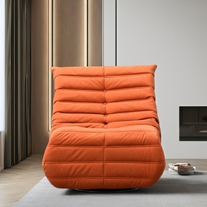 Silla reclinable individual moderna, sofá con marco de tela y madera, silla de salón de comedor giratoria multifuncional - Product Image 6