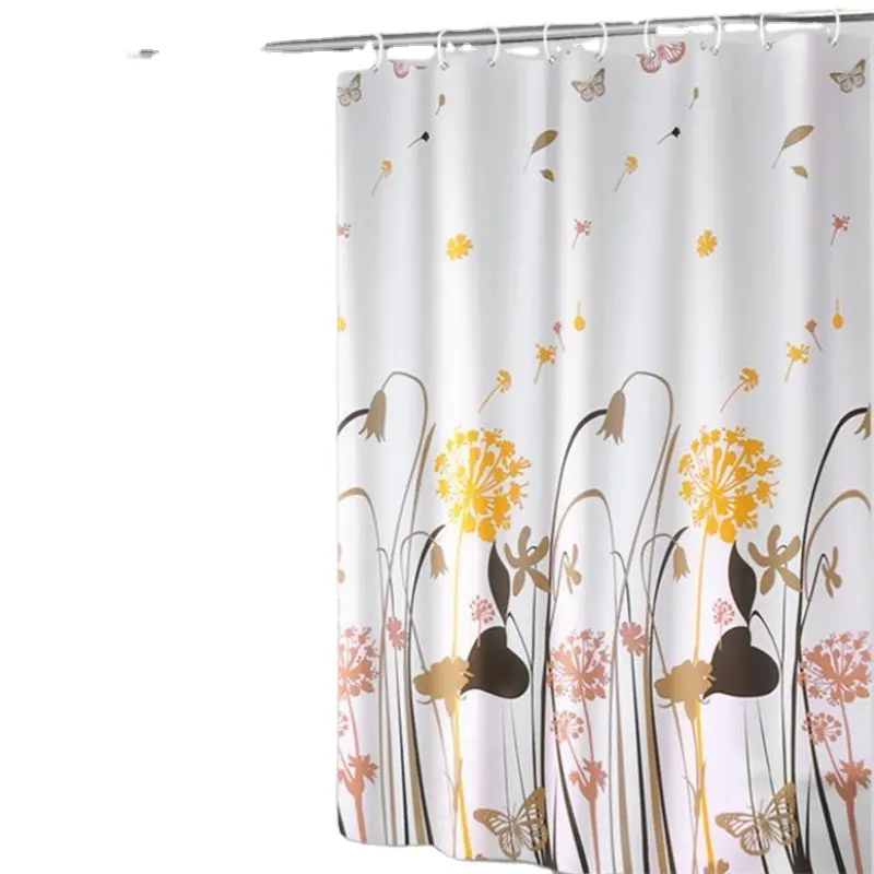 Waterproof Peva or PVC flower shower curtain Transparent or translucent mildew resistant bathroom curtains shower