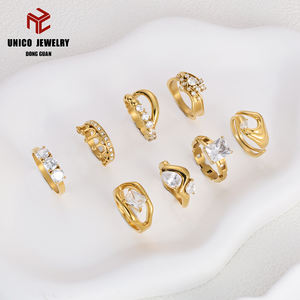 Модные ювелирные кольца из нержавеющей стали 316L с 18-каратным золотым покрытием, инкрустированные кубическим цирконием, обручальные кольца для женщин - Product Image 2
